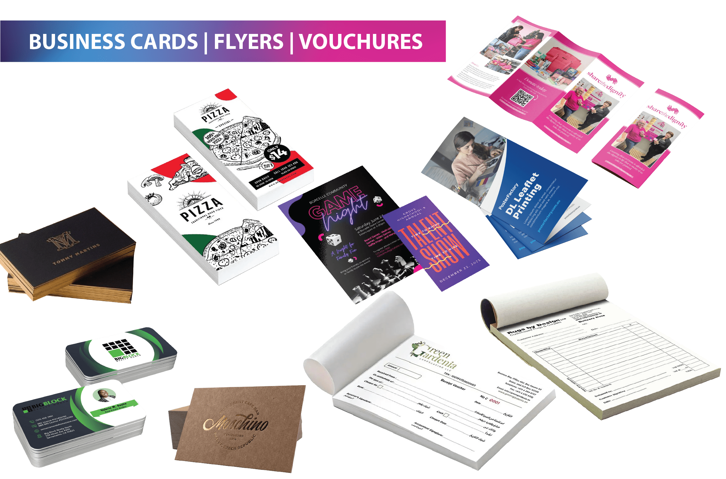 BUSINESS CARDS, FLYERS, VOUCHERS PRINTING IN UAE