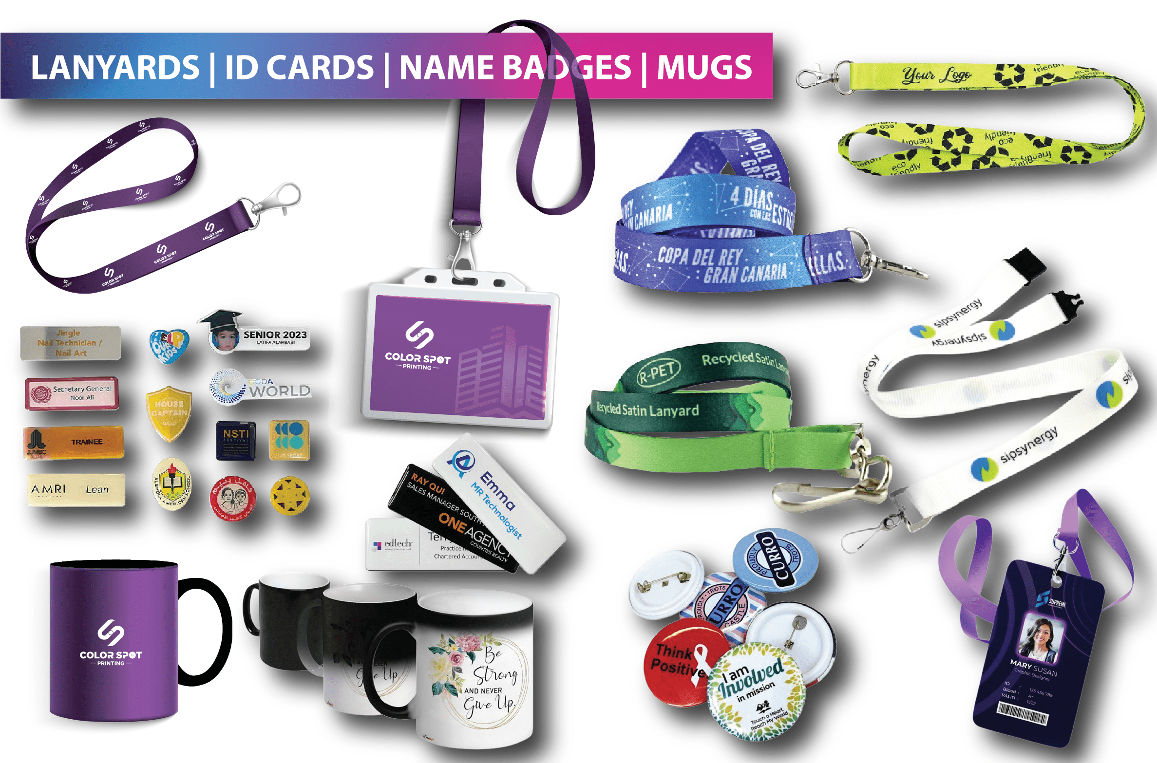 LANYARDS, NAME BADGES, ID CARDS, MUGS PRINTING IN UAE