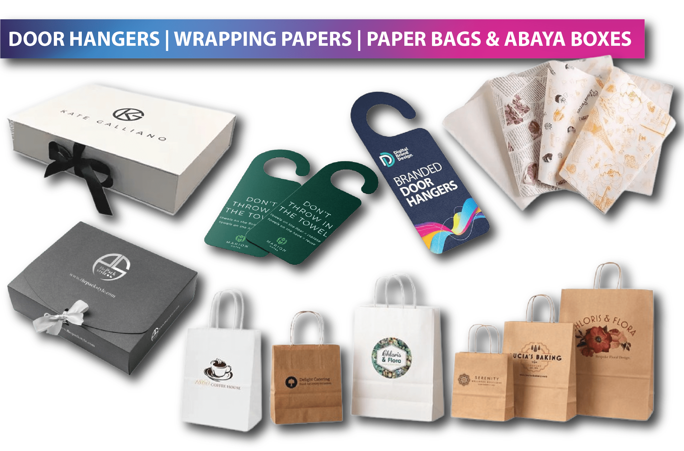 ABAYA BOXES, WRAPPING PAPERS, PAPER BAGS PRINTING IN UAE