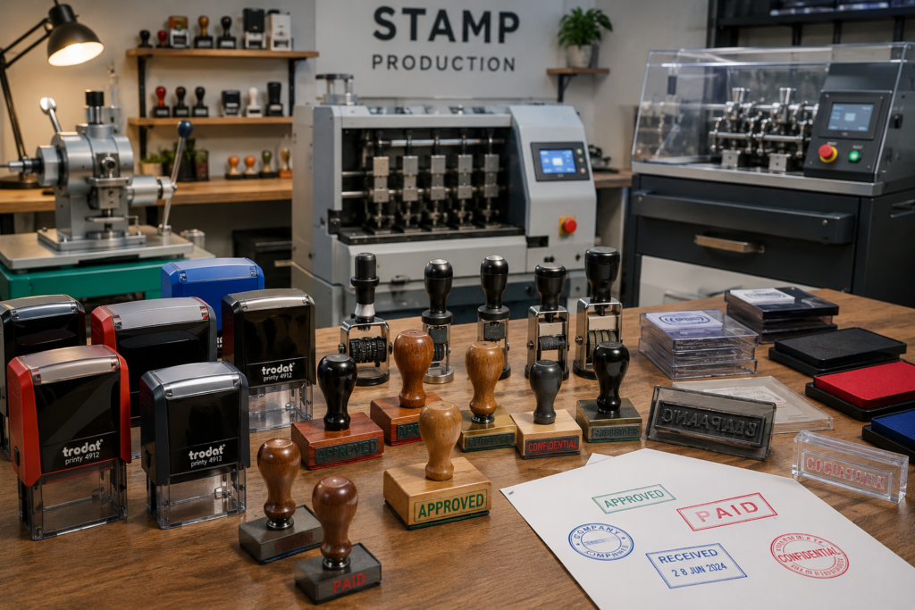 Color Spot stamp maker workshop in Sharjah producing custom rubber and self-inking stamps